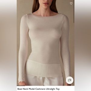 Intimissimi Boat Neck Modal Cashmere Ultralight Top - Size Medium - Ivory